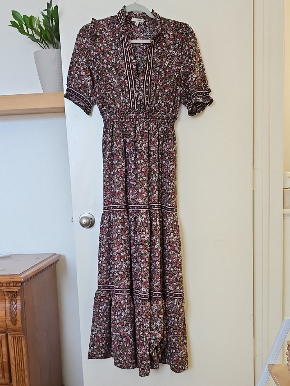 Floral Maxi Dress in Burgundy Pink - Women's